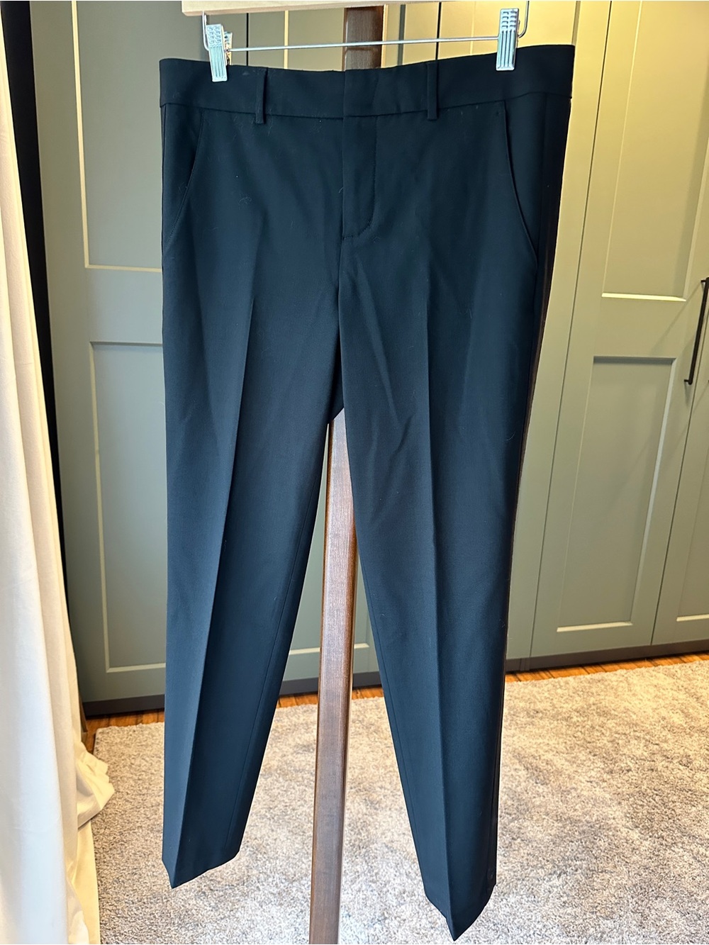 Vince Lightweight Wool Black Straight-Leg Pants Size 8